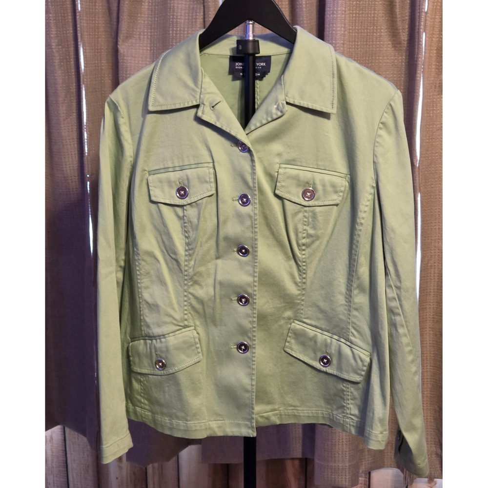 Jones New York Stretch Button Up Jacket Womens Size 1X Green